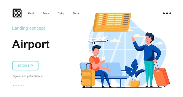 Vector airport flat design concept