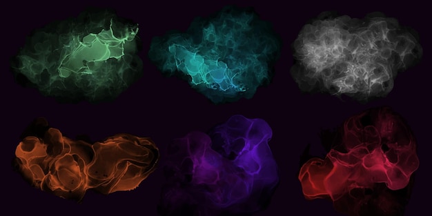 Vector alcohol ink splash collections in black background