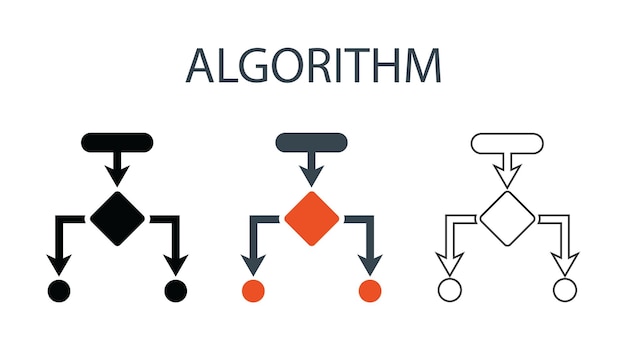 Vector algorithm flowchart decision process icons set
