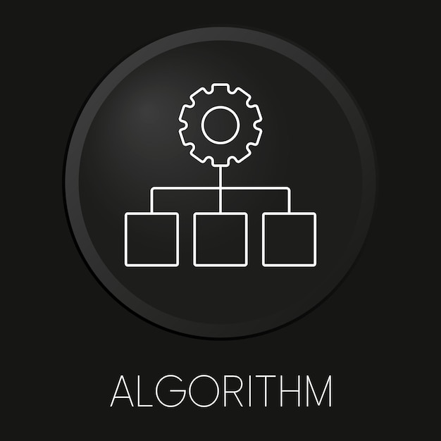 Vector algorithm minimal vector line icon on 3d button isolated on black background premium vector