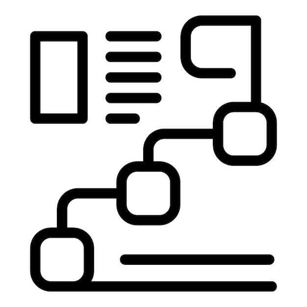 Vector algorithm showing data processing with connecting lines and squares