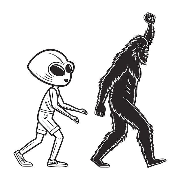 Vector alien and bigfoot svg