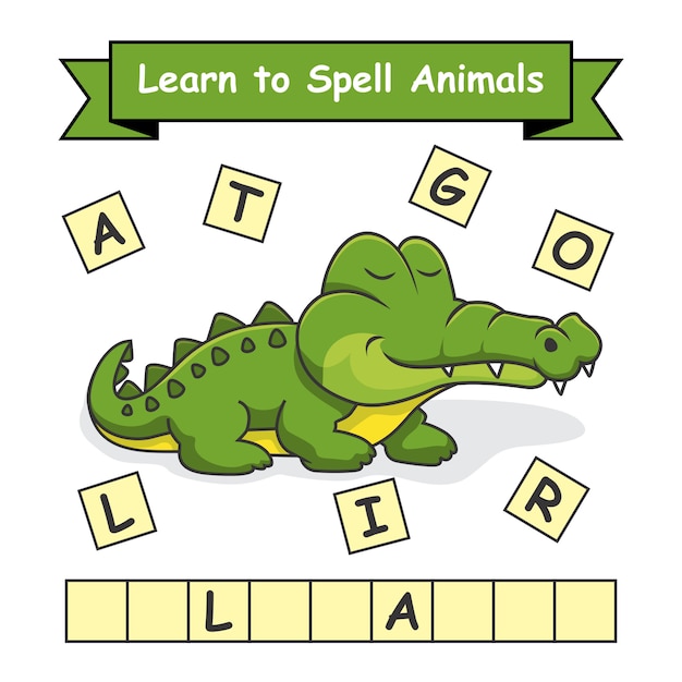 Vector alligator learn to spell animals
