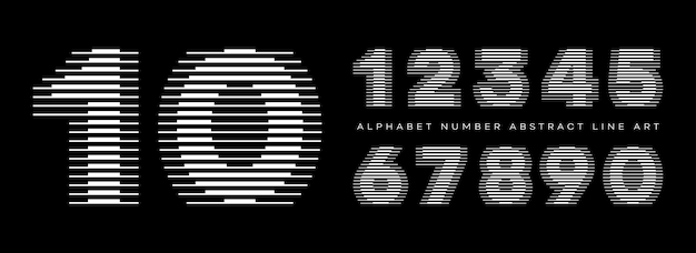 Vector alphabet number abstract line art modern typography typeface vector illustration