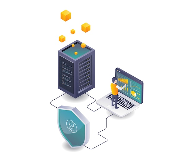 Vector analyzing cloud server security in computer technology