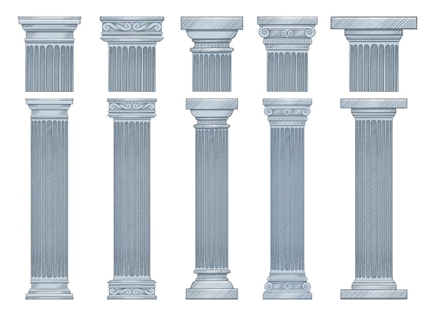 Vector ancient columns vector design illustration isolated on background