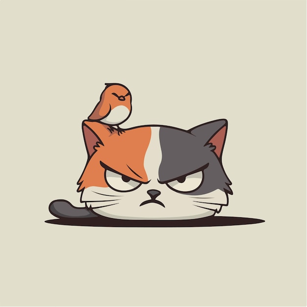 Vector angry cat