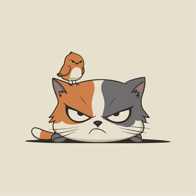 Vector angry cat