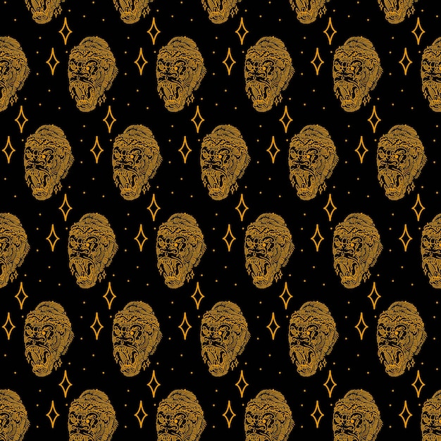 Vector angry gorilla tattoo patern design