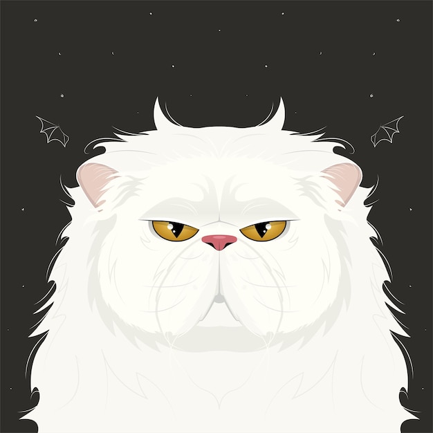 Vector angry persian cat with devil horns