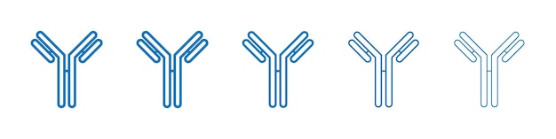 Vector antibody icon symbol collection thin outline set