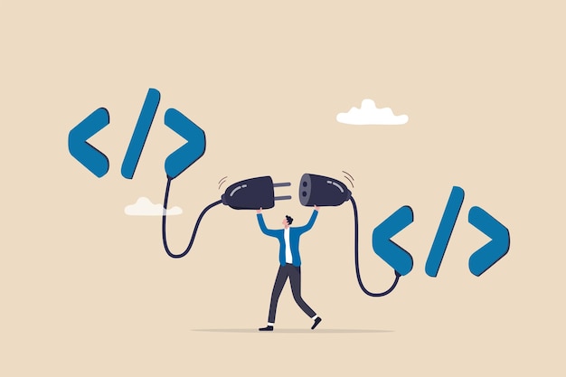 Vector api application programming interface to connect between software or application coding to exchange information for website or software development programmer connect socket between coding program