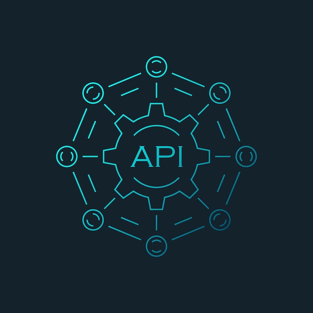 Vector api icon in flat style software integration vector illustration on isolated background algorithm programming sign business concept