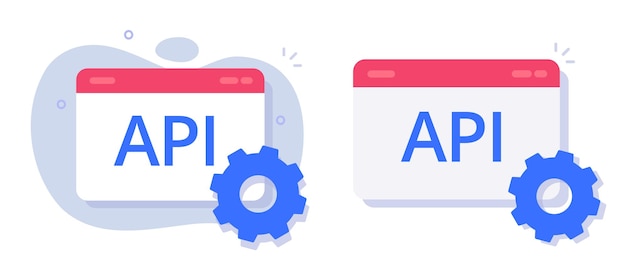 Vector api tech application data web development icon set vector software program interface integration