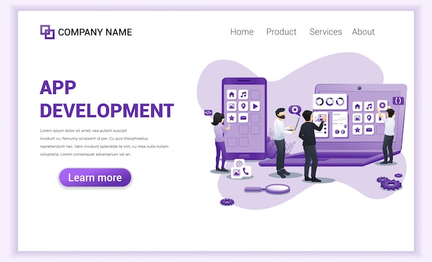 Vector app development, programmers landing page. 