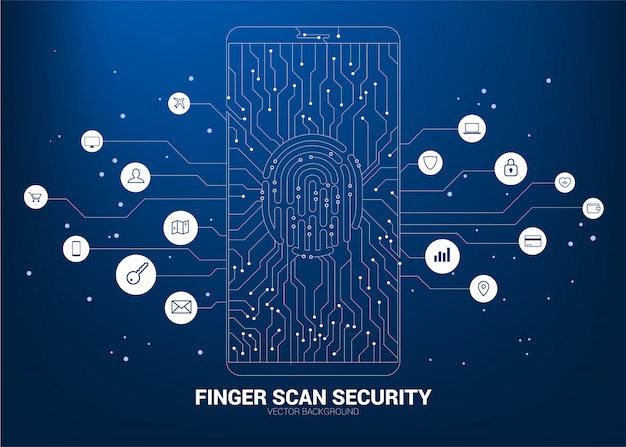 Vector app development programming mobile phone with circuit line background