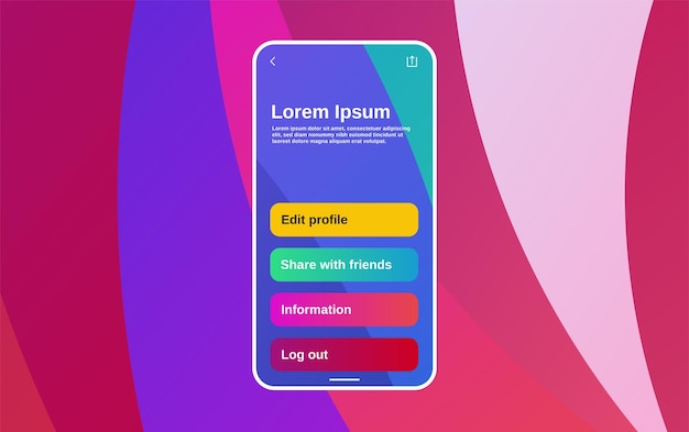 Vector app or game interface design with smart device or smartphone frame abstract background corresponds with interface design