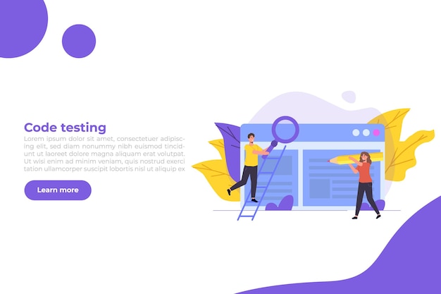 Vector app tester. software or application testing  concept.  debugging development process. vector illustration.