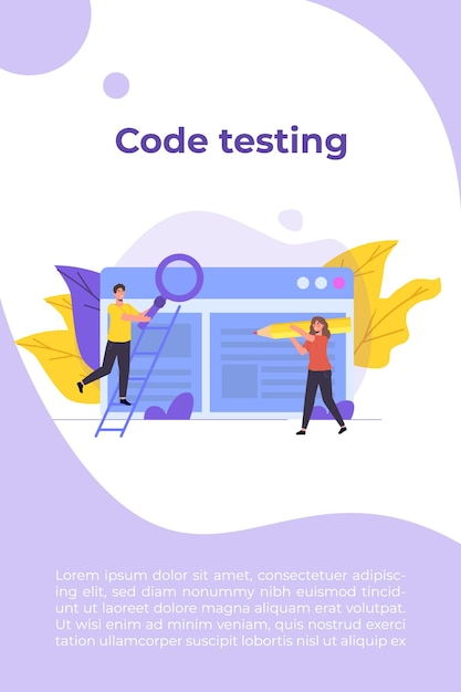 Vector app tester. software or application testing  concept.  debugging development process. vector illustration.