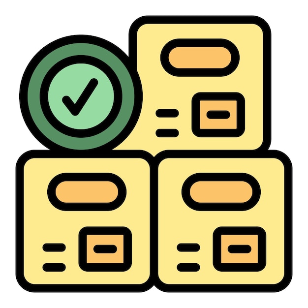 Vector approved control icon outline vector computer management digital supplier color flat