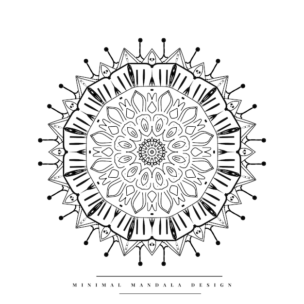 Vector arabesque simple mandala coloring page with natureinspired elements