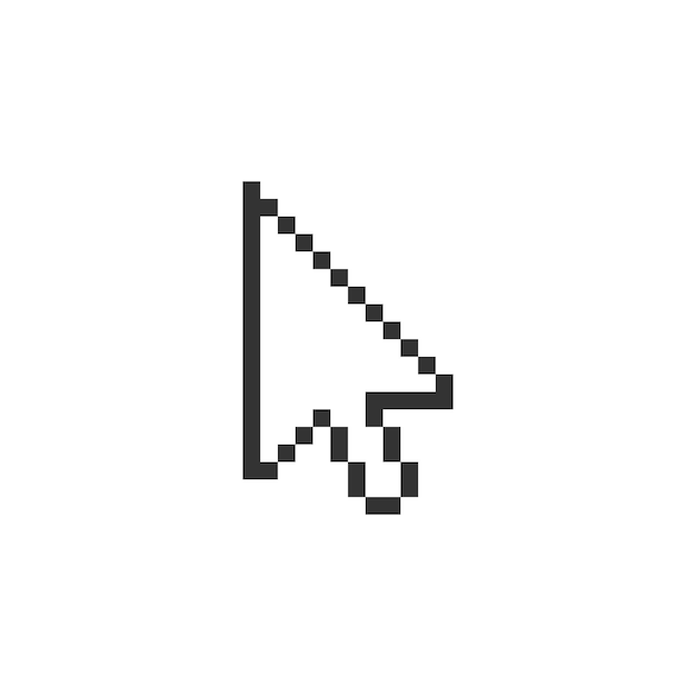 Vector arrow cursor pointer in flat pixel style web icon point button vector isolated
