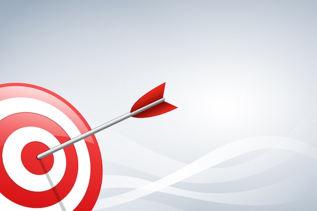 arrow hitting a target dart on wave shape background. vector illustration