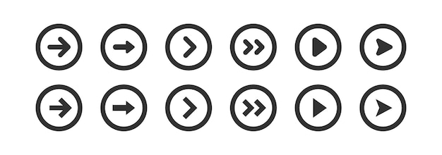 Vector arrow icon set direction pointer next button interface cursor