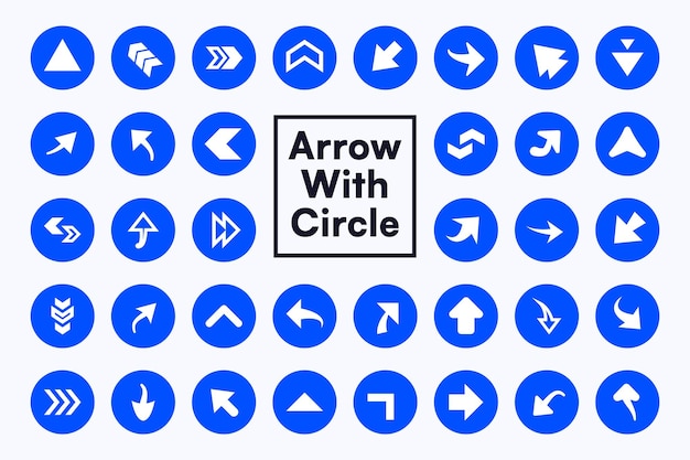 Vector arrow with circle vector objects pack pointing up left right down for multiple direction