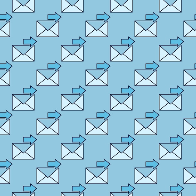 Vector arrow with envelope vector send message colored seamless pattern