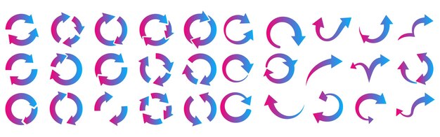 Vector arrows collection cycle circular repeat forward motion concepts