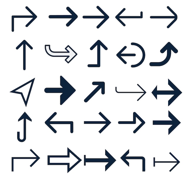 Vector arrows set icons arrow vector collection arrow cursor modern simple arrows play button