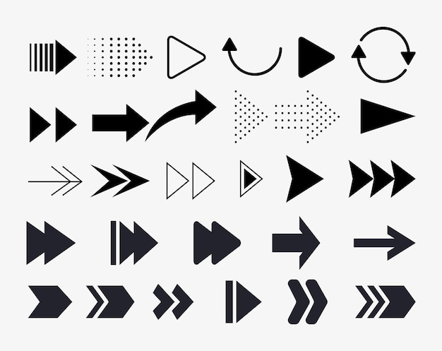 Vector arrows signs templates black white flat shapes sketch vector