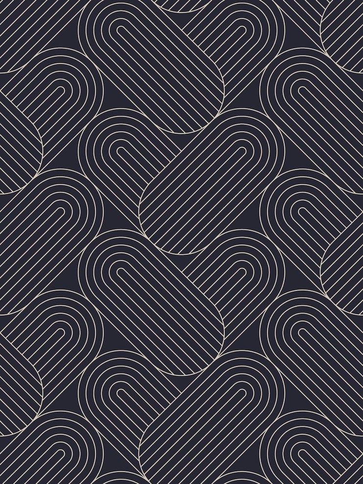 Vector art deco oval herringbone outline seamless pattern abstract vector background