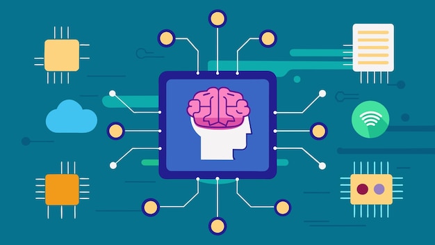 Vector artificial intelligence chip vector graphics illustration eps source file format lossless scaling ic