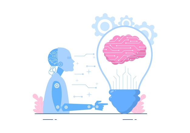 Vector artificial intelligence digital brain technology and engineering concept with programmer data or systems that can be set up in a scientific context. vector illustration