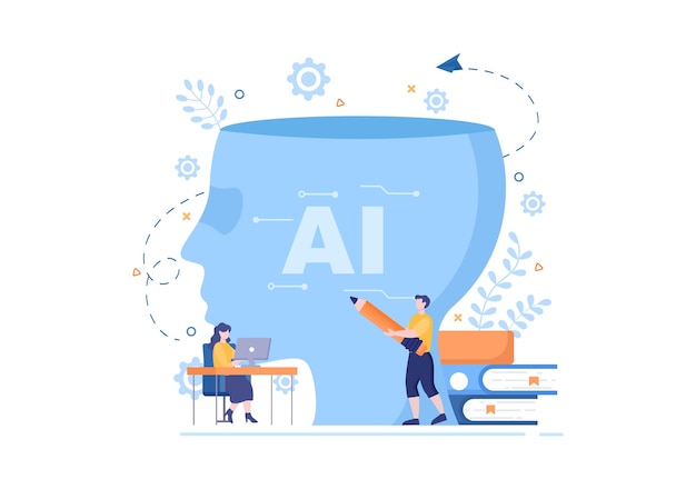 Vector artificial intelligence digital brain technology and engineering concept with programmer data or systems that can be set up in a scientific context. vector illustration