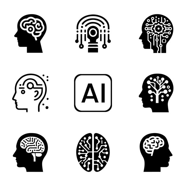 artificial intelligence icon set vector design ai vector robot brain bot created with generativ