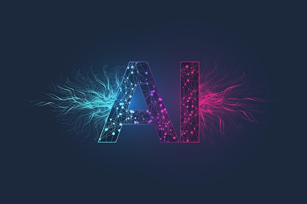 Vector artificial intelligence logo plexus effect. artificial intelligence and machine learning concept. vector symbol ai. neural networks and another modern technologies concepts. technology sci-fi concept.