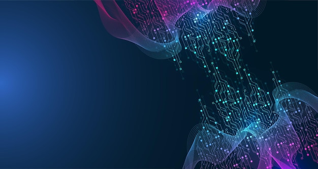 Vector artificial intelligence or machine learning vector design quantum computer technology concept