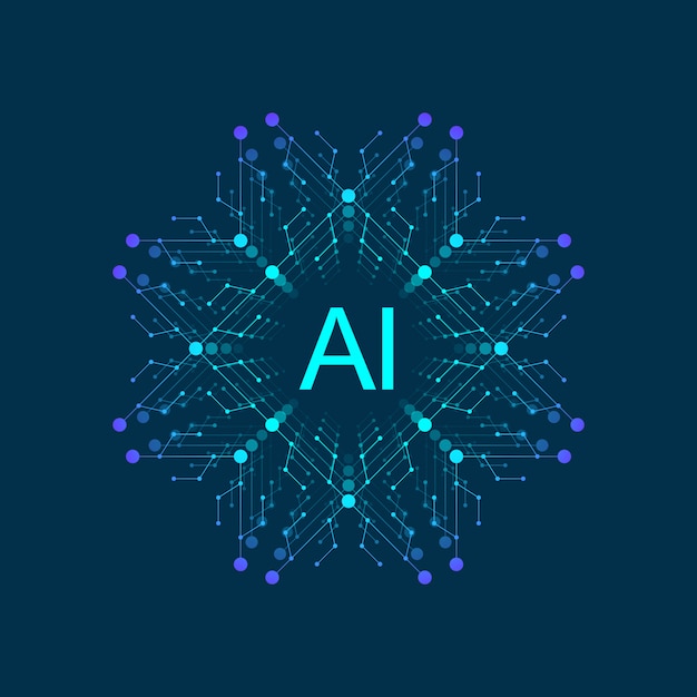 Vector artificial intelligence symbol ai. deep learning and future technology concept design.