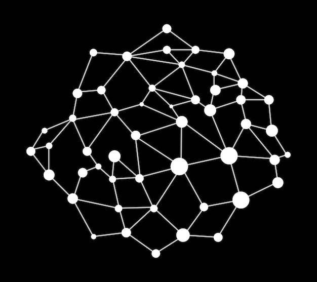 Vector artificial neural network vector graphic connected dots and lines mesh abstract ai technology and machine learning visualization