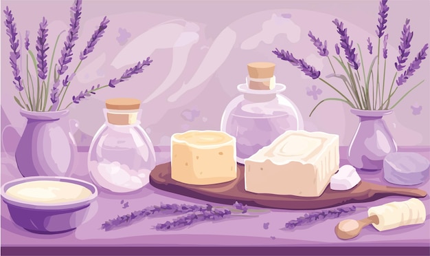 Vector artisan soap making with natural ingredients