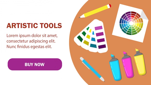 Vector artistic tools web page vector template
