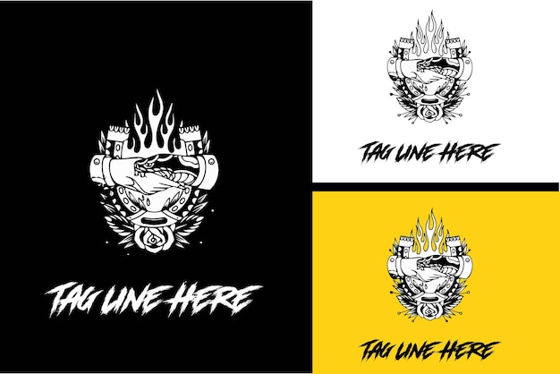 Vector artwork design of head snake and fire vector black and white