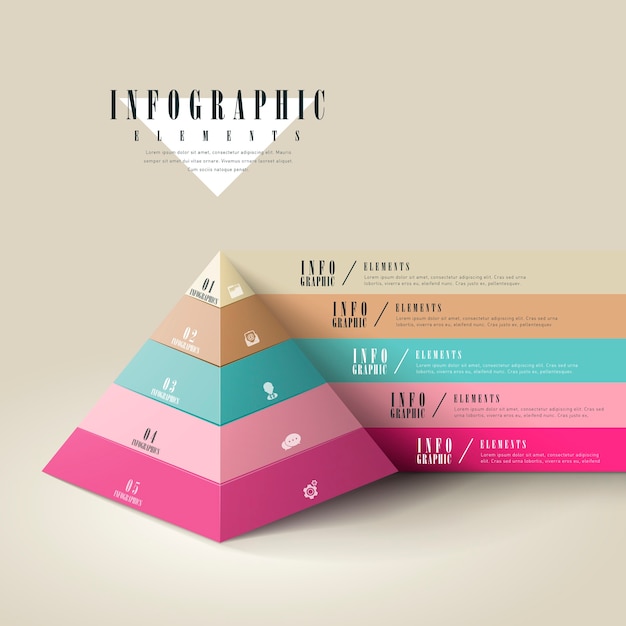 Vector attractive infographic template design with pyramid elements