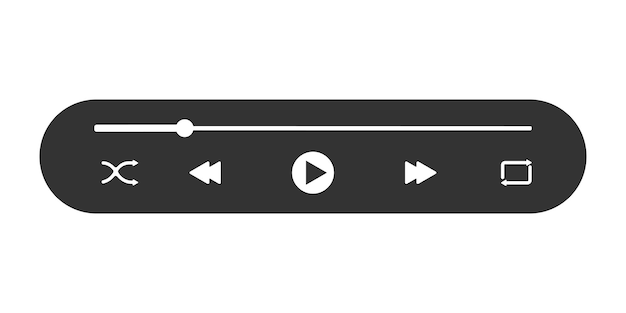 Vector audio player interface for mobile app with buttons and loading progress bar