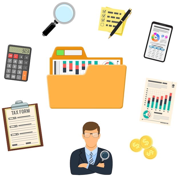 Vector auditing tax process accounting concept