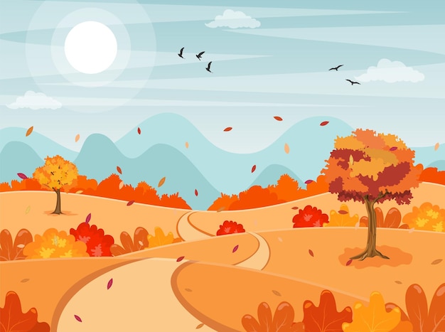 Vector autumn landscape background