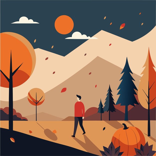 Vector autumn scene vector illustration